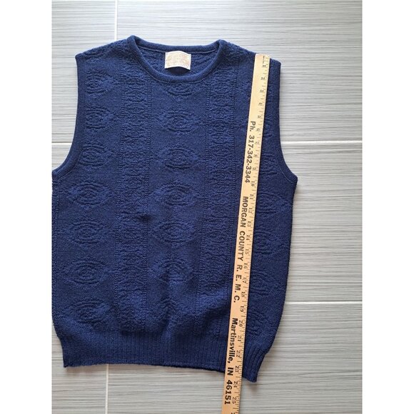 Vtg Pendleton Navy Blue Virgin Wool Sleeveless Sweater Vest M USA Floral Womens - Picture 7 of 7